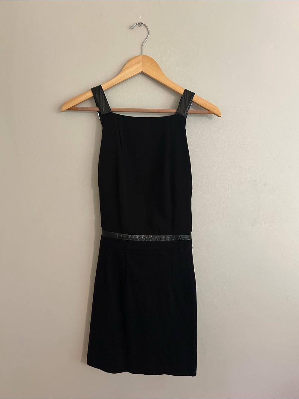 ASOS Black Mini Dress with Faux-Leather Trim